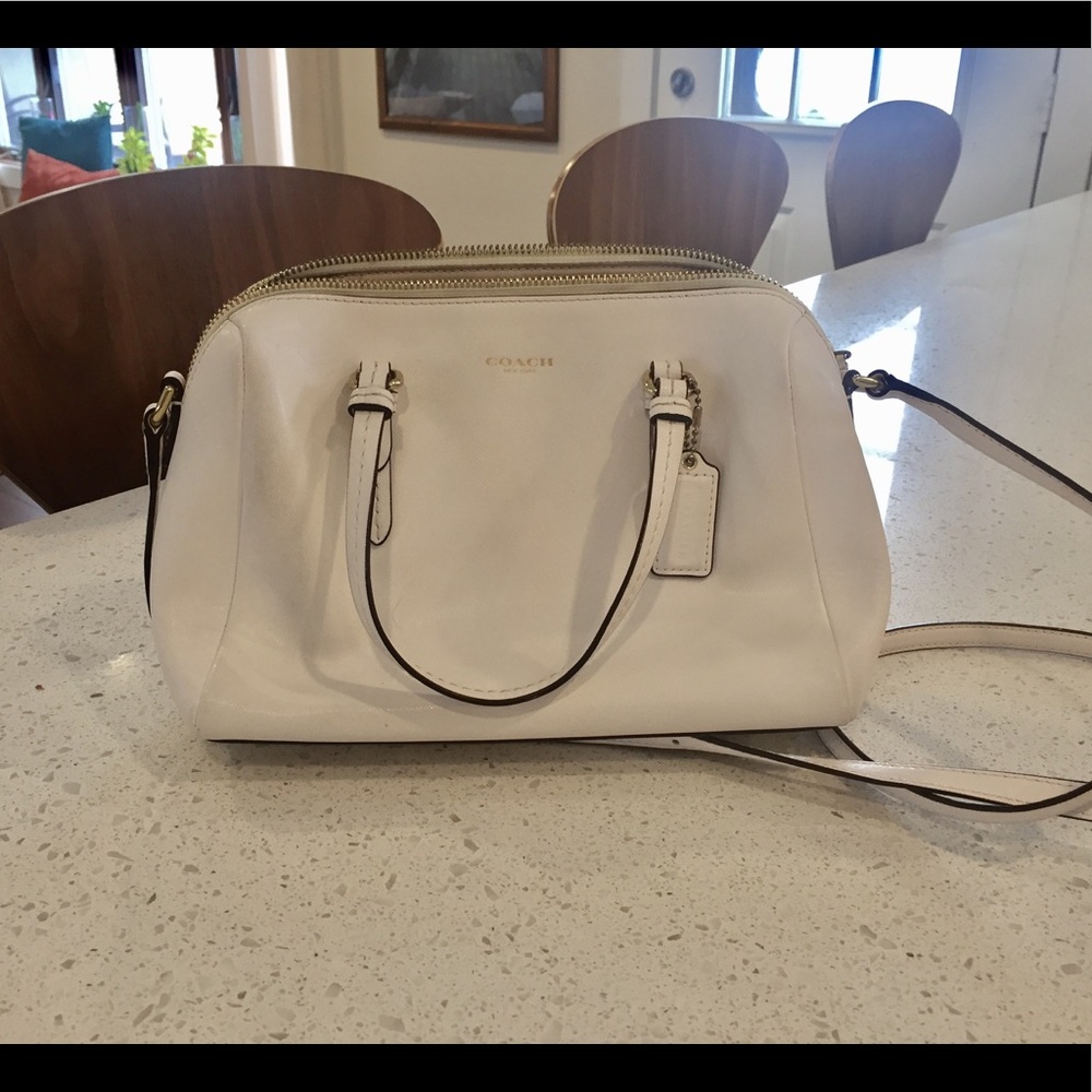 White leather mini satchel